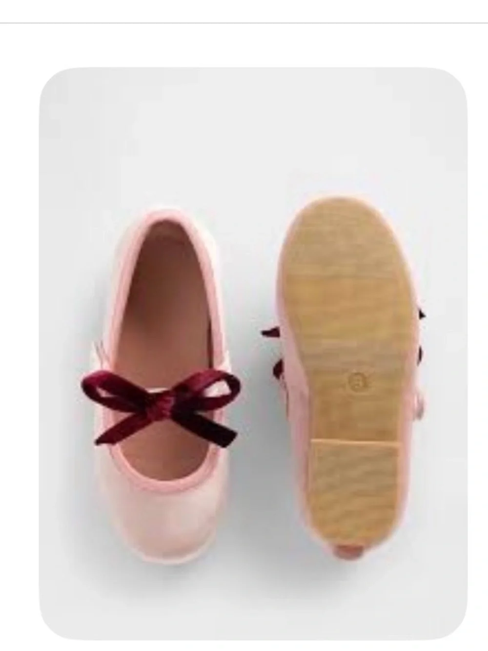 GAP Toddler Mary Jane Flats in Light Pink with Burgundy Velvet Bow